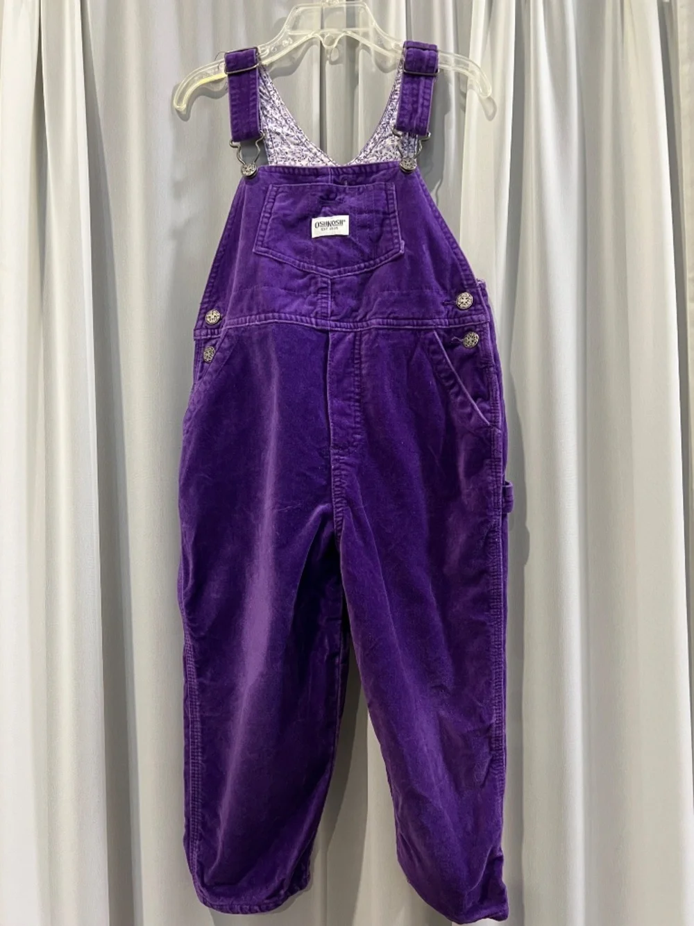 Gorgeous OshKosh Vintage Purple & Floral Overalls Girls 4 4T Velvet Excellent